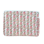 Rani Vines Block Print Quilted  Cotton Laptop Sleeve with Front Pocket Peach 10"x15"