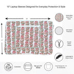 Rani Vines Block Print Quilted  Cotton Laptop Sleeve with Front Pocket Peach 10"x15"