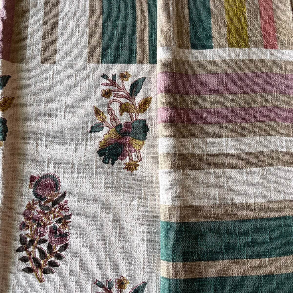 Rekha Bel Jaipur - Hand Block - Printed - 100% Cotton -  Bed Cover- King Size  Offwhite-Multicolour 90"x108"