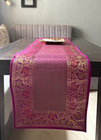 Royal Zari Traditional  Festive Brocade Purple Table Runner 14"x60"