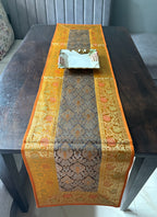 Swarna Traditional Festive Brocade Yellow Table Runner 14"x60"