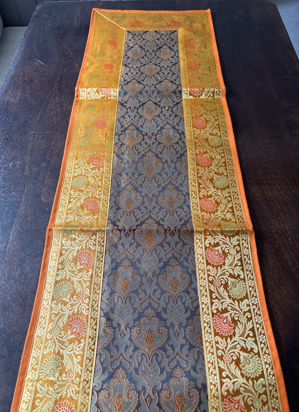 Swarna Traditional Festive Brocade Yellow Table Runner 14"x60"