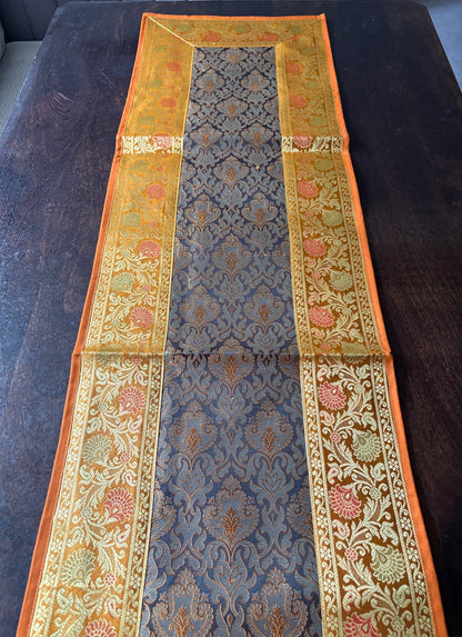 Swarna Traditional Festive Brocade Yellow Table Runner 14"x60"