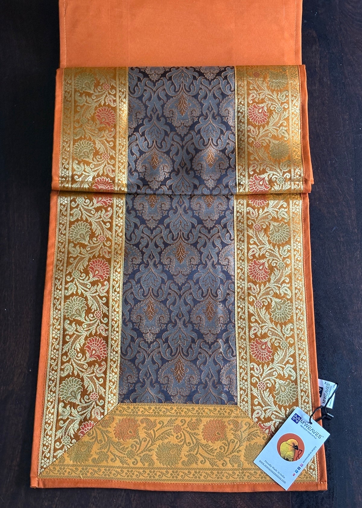 Swarna Traditional Festive Brocade Yellow Table Runner 14"x60"