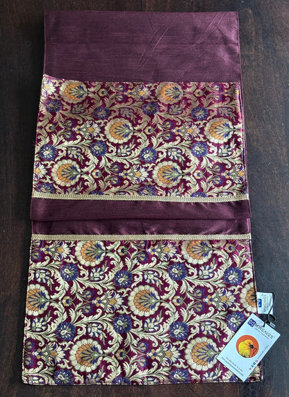 Rajwada Resham Brocade Traditional Festive Purple Wine Table Runner 14"x60"
