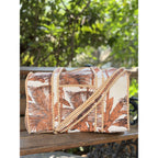 Teracotta Tropic  Block Print Quilted  Cotton Weekender Duffle Bag with Sling Belt Rust 18'x18"