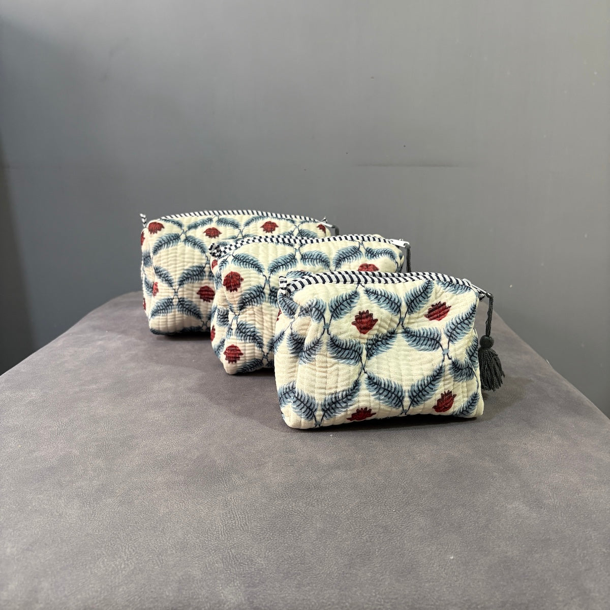 Vanya Edit Vanya Fern Quilted Velvet Toiletry Set