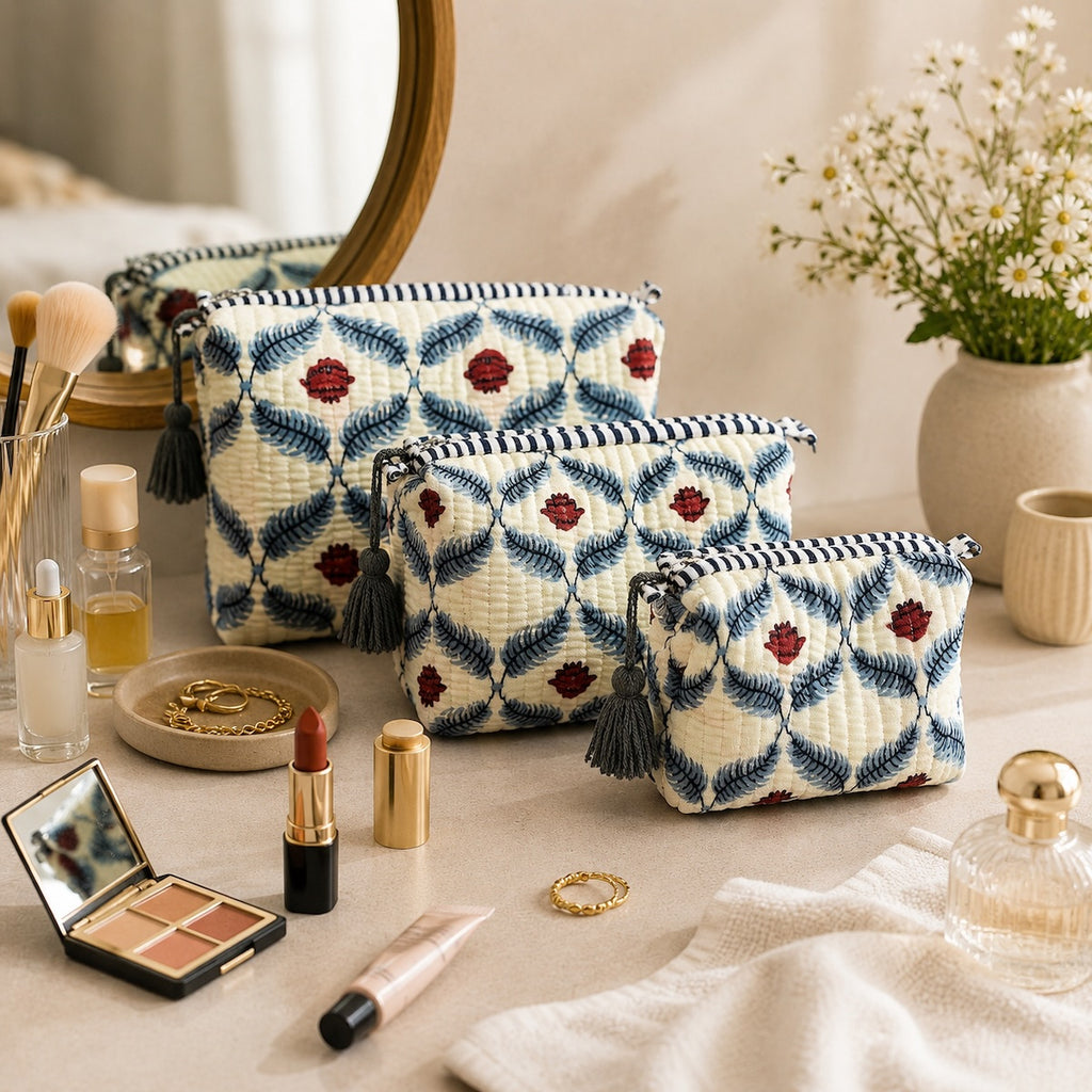 Vanya Edit Vanya Fern Quilted Velvet Toiletry Set