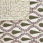 Vrinda Jaal Angan Jaipur Block Printed 100% Cotton Dohar Single Size White Green 60 x 90 inch