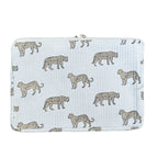 Wild Roar Block Print Quilted  Cotton Laptop Sleeve with Front Pocket White 10"x15"