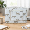 Wild Roar Block Print Quilted  Cotton Laptop Sleeve with Front Pocket White 10"x15"