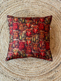 Classy Face Design Printed Khadi Silk Multicolour Cushion Cover - 16''x16'' Size