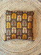 Classy Mughal Floral Design Printed Khadi Silk Cushion Cover - 16''x16" Size