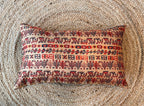 Abstract Printed Beige Khadi Art Silk Lumbar Cushion Cover with filler 12 x 20 inch
