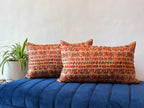 Abstract Printed Beige Khadi Art Silk Lumbar Cushion Cover with filler 12 x 20 inch