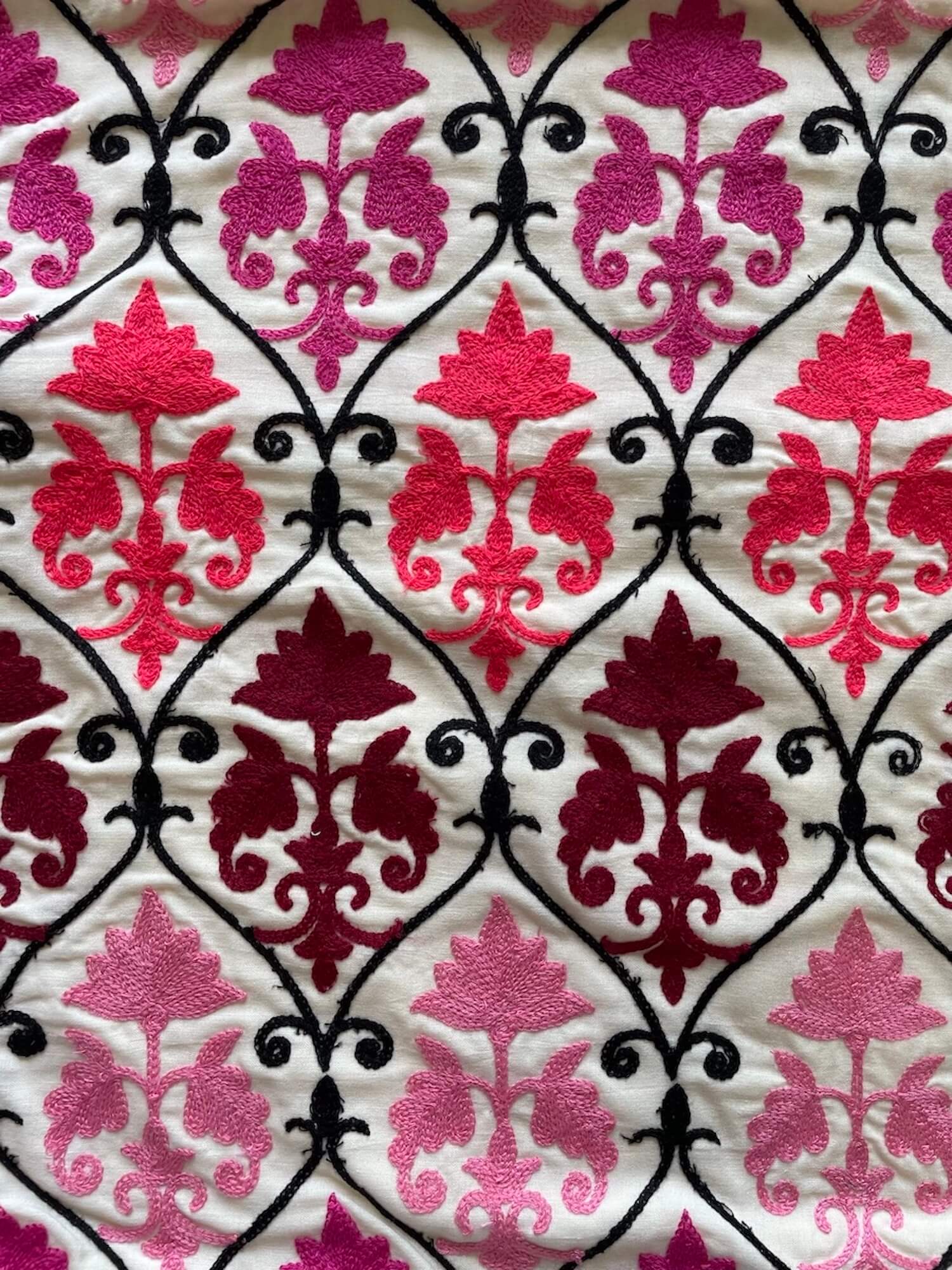 Floral Embroidered Fine Cotton Pink Color Cushion Cover  Size 16''x16"