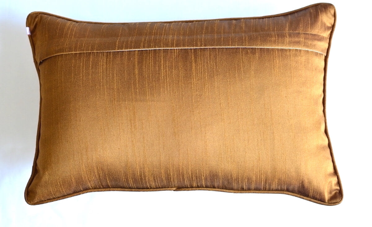 Handcrafted Decorative Embroidered Multicolour Cotton Lumbar Cushion Cover with filler 12 x 18 inch