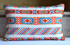 Handcrafted Decorative Embroidered Multicolour Cotton Lumbar Cushion Cover with filler 12 x 18 inch