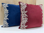 Zardozi Embellished Hand Embroidered Luxury Velvet Cushion Cover Size 16"x16"