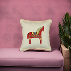 Elegant Suzani Embroidered Decorative Cushion Cover 16" x 16" Off-White