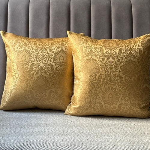 Heirloom Zari  Cream Banarasi Brocade- Cushion Cover Set of 2- 16"x16"