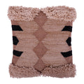 Tufted Edge Pattern Woven Handloom Boho Look Brown Colour Cushion Cover Size 18"x18"