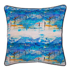 Abstract Bright Blue Digital Printed Cotton Canvas Cushion Cover Size 16"x16"