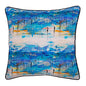 Abstract Bright Blue Digital Printed Cotton Canvas Cushion Cover Size 16"x16"