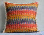 Ikat Printed Cotton Orange Colour Cushion Cover Size 16"x16"