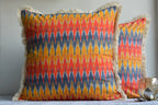 Ikat Printed Cotton Orange Colour Cushion Cover Size 16"x16"