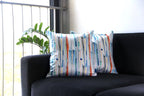 Abstract Brush Strokes Design Printed Velvet White Multicolour Cushion Cover Size 16"x16"