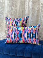 Abstract Printed Multicolour Polycanvas Lumbar Cushion Cover with filler 12 x 18 inch
