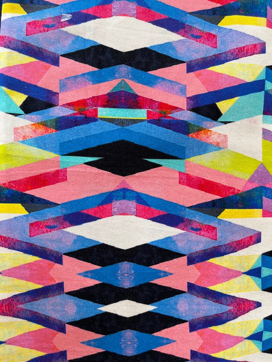Abstract Printed Multicolour Polycanvas Lumbar Cushion Cover with filler 12 x 18 inch