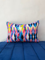 Abstract Printed Multicolour Polycanvas Lumbar Cushion Cover with filler 12 x 18 inch