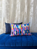 Abstract Printed Multicolour Polycanvas Lumbar Cushion Cover with filler 12 x 18 inch
