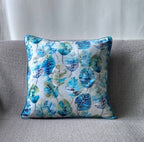 Fall Leaves Shaded Printed Velvet White Multicolour Cushion Cover Size 16"x16"